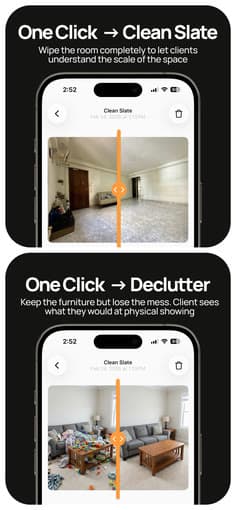One click to a clean slate, one click to declutter